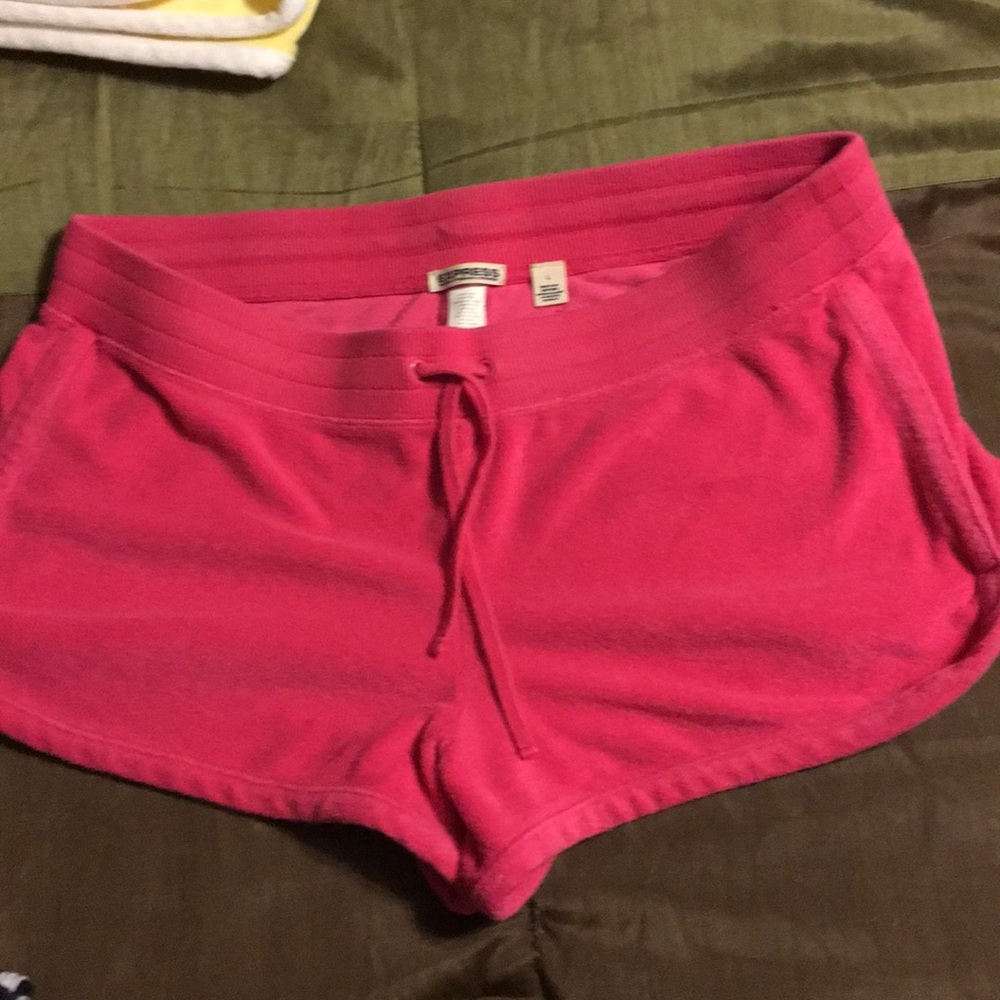 Express size L bright pink terrycloth shorts